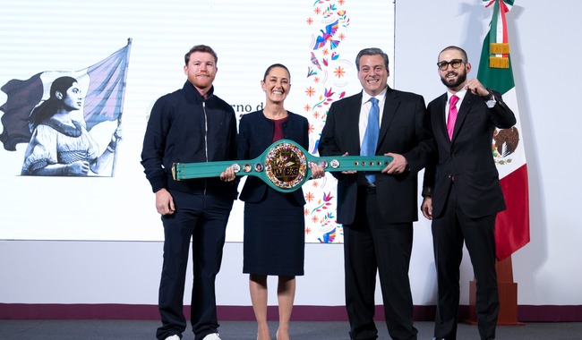 Presidenta Claudia Sheinbaum anuncia clase de box más grande del mundo; “Canelo” Álvarez difundirá este evento deportivo
